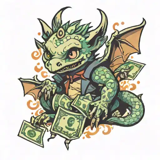 Baby Draco With Money Falling Evil Demon