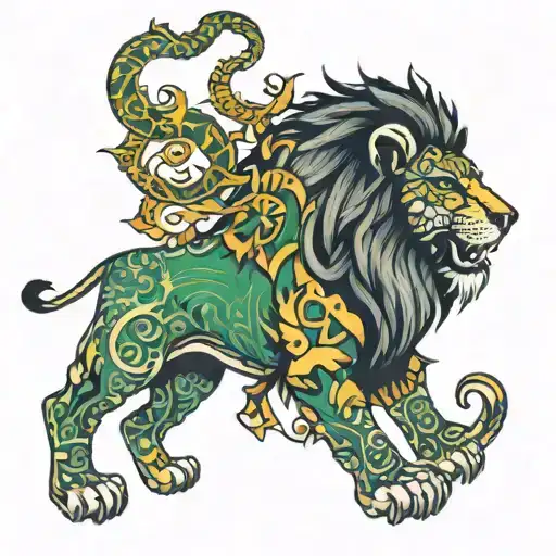 Lion And Jamaica Map