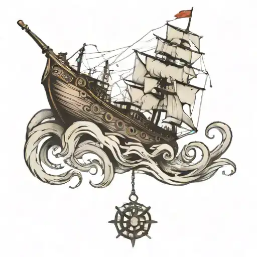 Ship And Kraken Attacking