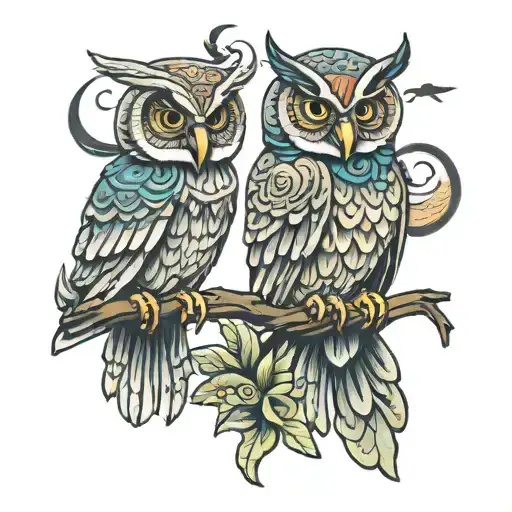 Hawaiian Owls Flying Together