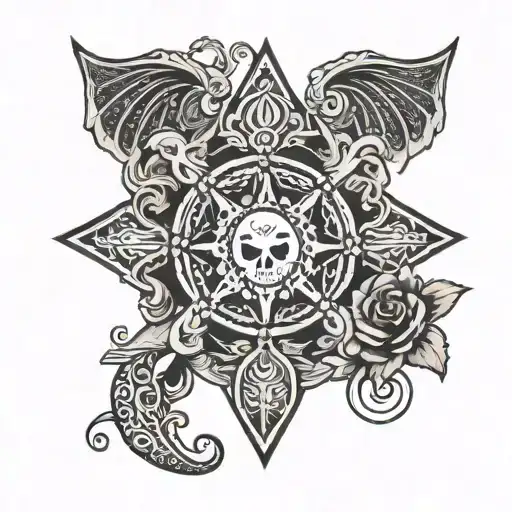 Patch Work Goth Style Nipple Tattoo Design