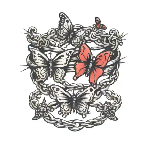 Barbed Wire Bracelet With Fly Butterflies