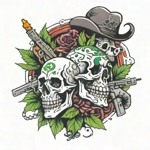 Weed Guns Money Skull