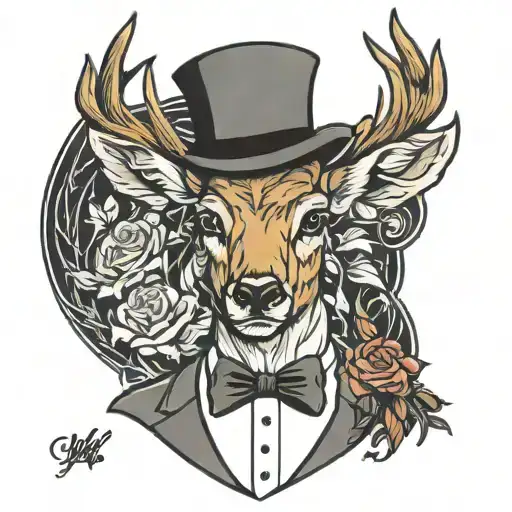 Portrait Of The Deer In A Suit