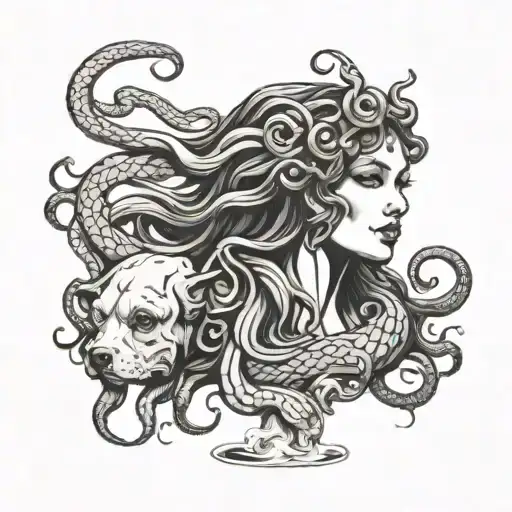 Medusa Holding Dog