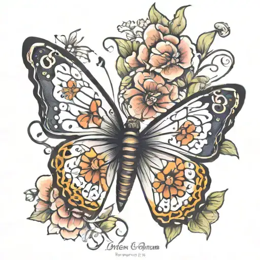 Butterfly With Birth Flowers
