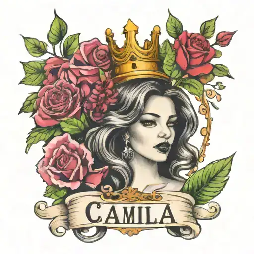 Name Of Camila And Elienai With Roses And Crown