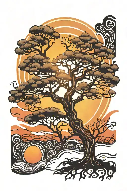 Trippy Tree Growing With Sun Rising