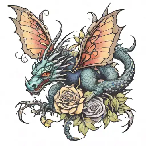 Dragon And Butterflies On The Thigh Women's