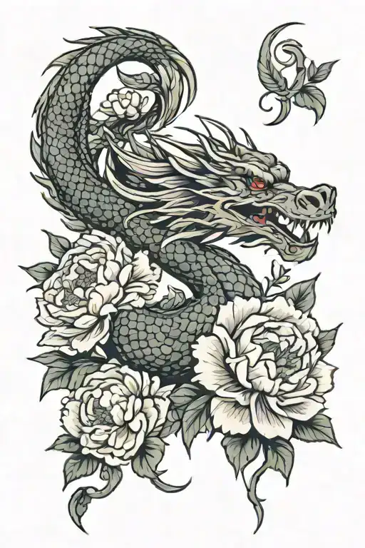 Dragon With Peonies