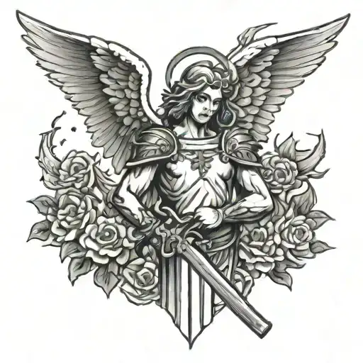 Angel With Sword And A Cross Ontop Of It