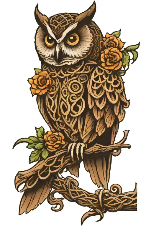 Owl And Celtic Knotwork Intertwined
