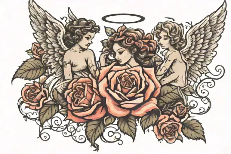 Angels And Rose Growing