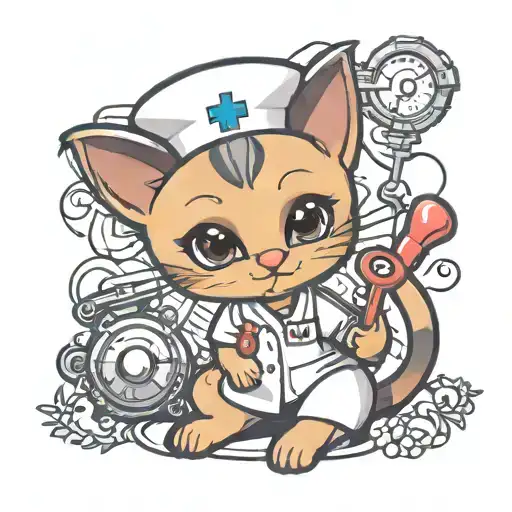 Chibi Siamese Cat As A Nurse