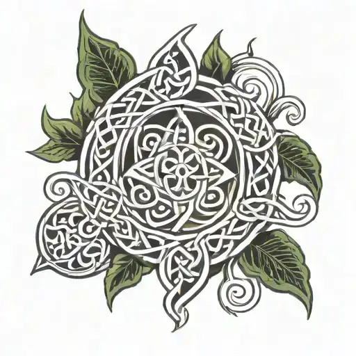 Arm With Celtic Knots And Celtic Quaternary On The Shoulder