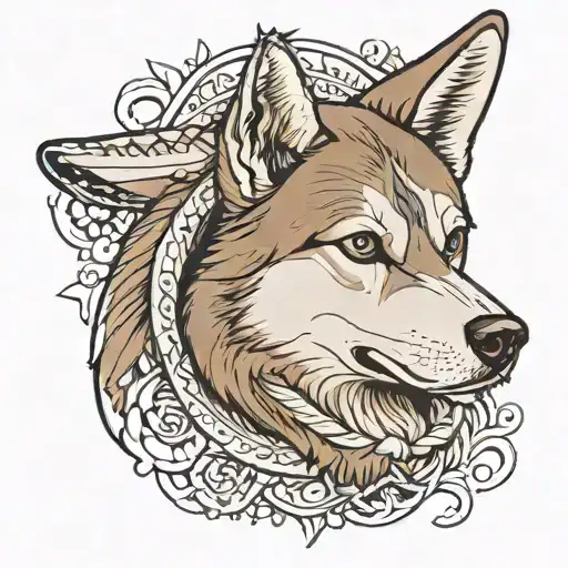 A Brown Husky With 1 Ear Up And 1 Ear Down