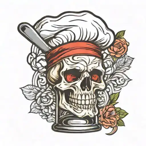 Shot Glass With Skull In Chef Hat