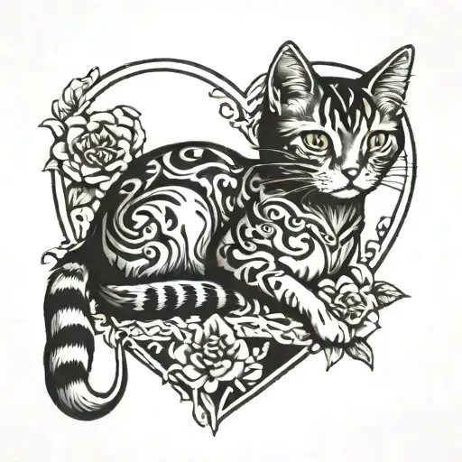 Heart With Cat Sitting