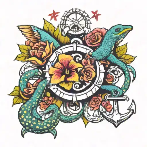 Family Gecko Paw Print Birds Anchor Brest Cancer Ribben