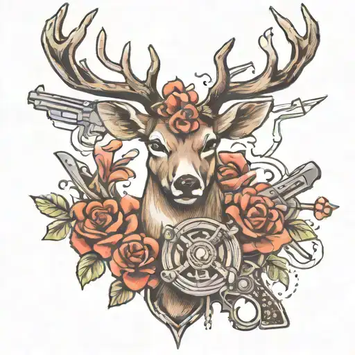 Deer With A Cross And Revolver