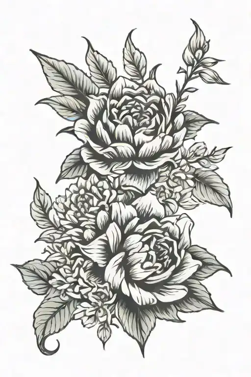 August Birth Flower And May Birth Flower Intertwined