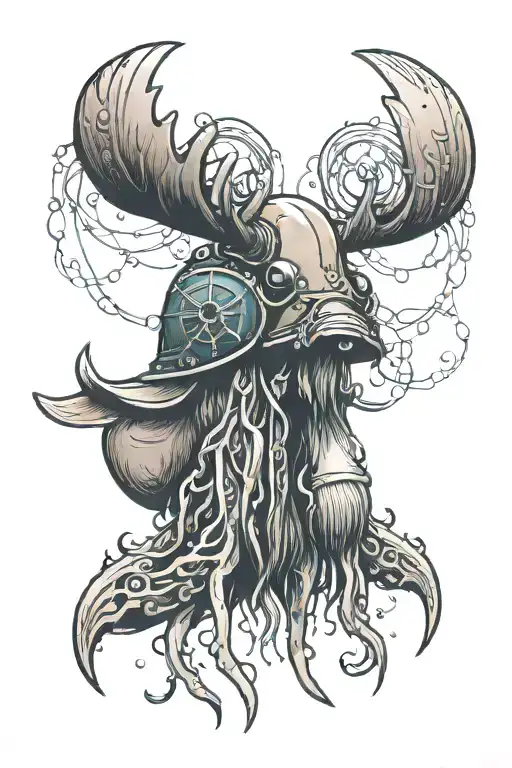 Moose-jellyfish Hybrid Wearing A Spartan Helmet