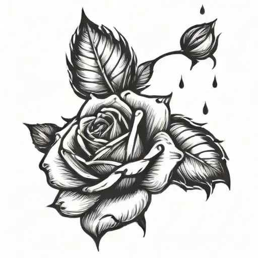 Rose With Rose Petals Fallin Off