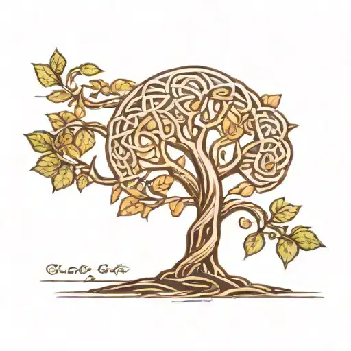 A Tombstone With The Celtic Tree Of Life Engraved On It