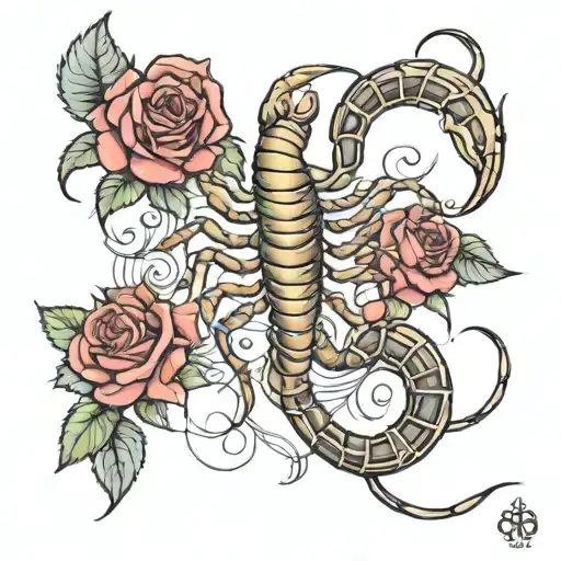 Scorpion And Roses Intertwined