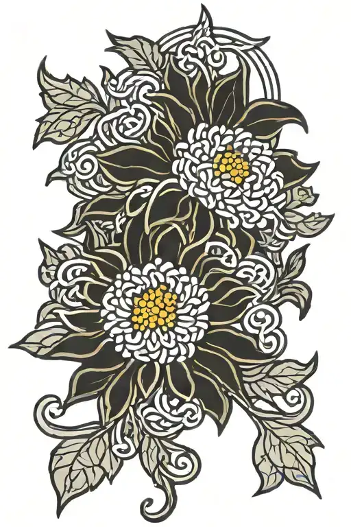 Celtic Stained Glass Chrysanthemum