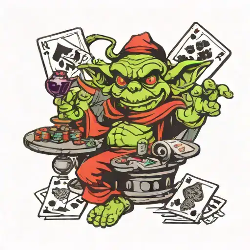 Cartoon Goblin Playing Poker