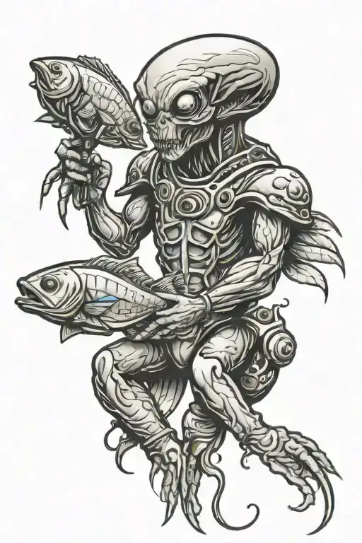 Alien Holding Fish