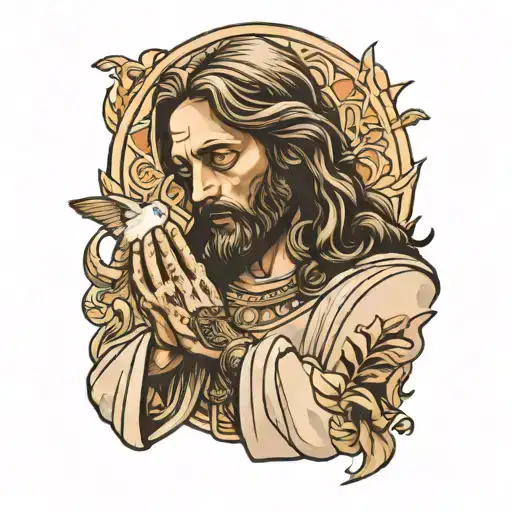 Jesus Praying Hands Holding