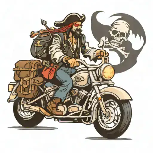 Pirate Riding A Harley Davidson Motorcycle