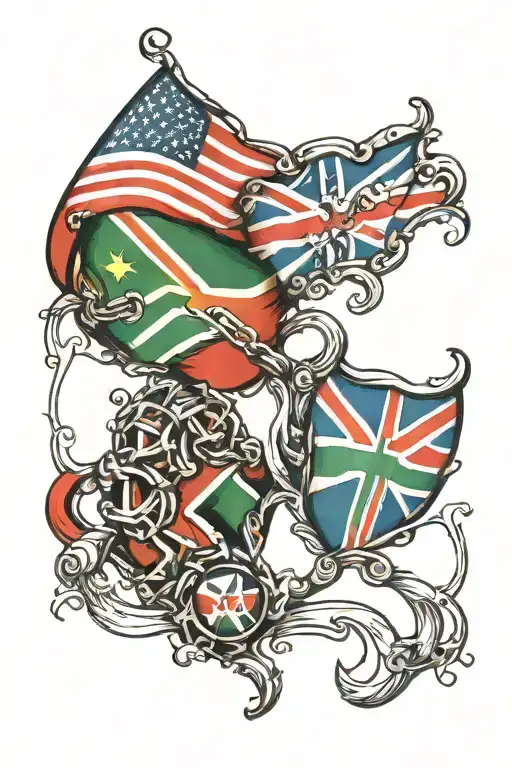 American And South African Flag Intertwined