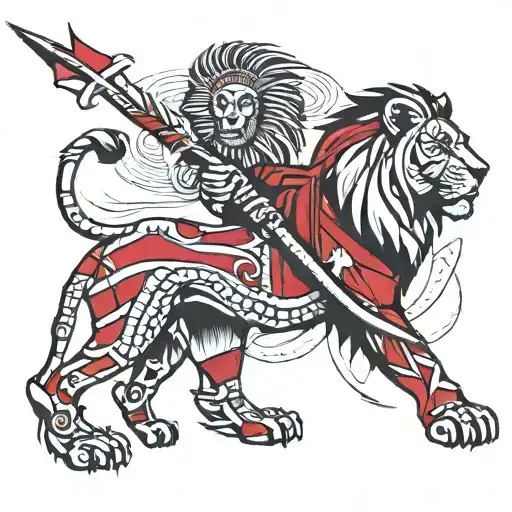 Kenyan Map Lion Masai Spear