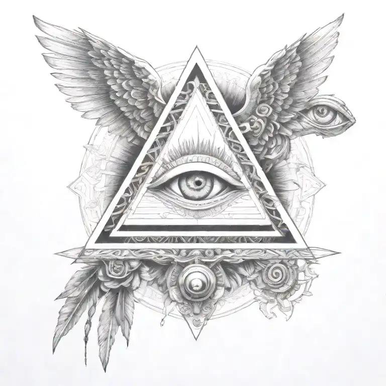 Filigree All Seeing Eye Pyramid Wings In Background Anunnaki Tribal