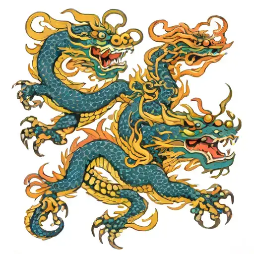 Chinese Dragon Fighting Thai Dragon
