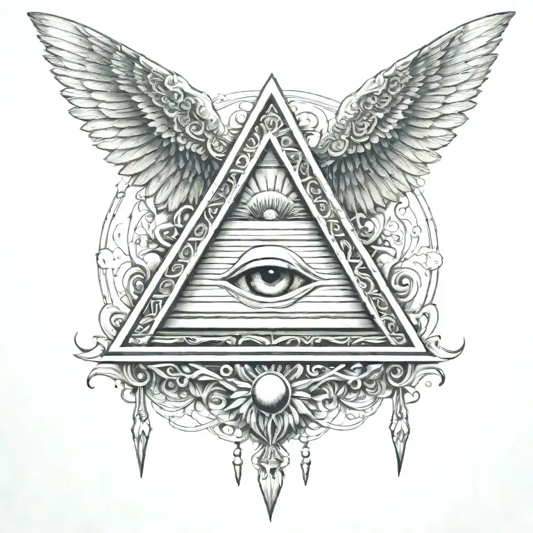 Filigree All Seeing Eye Pyramid Wings In Background Anunnaki Egyptian