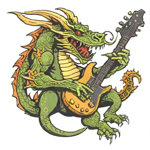 Mean Dragon Playing Heavy Metal Guitar