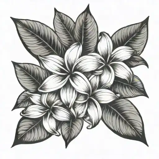 Plumeria Flower Large Black Leaves