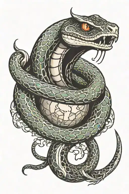Snake Wrapping Around The Earth With The Moon In Its Mouth