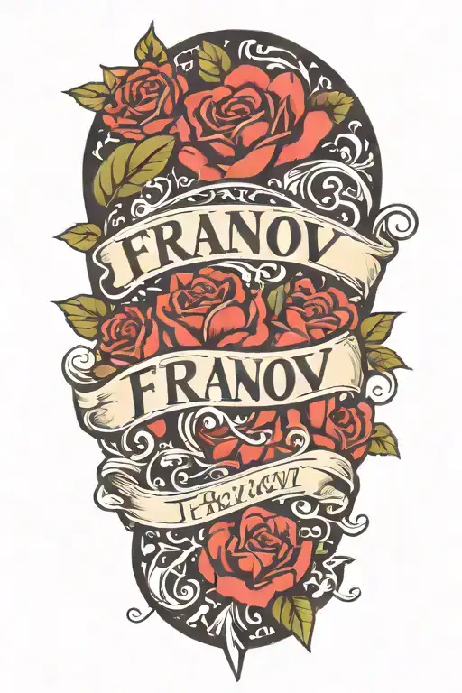 The Word Franov In Cursive Surrounded By Roses