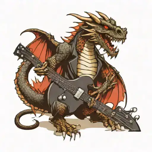 Evil English Dragon Playing Heavy Metal Guitar