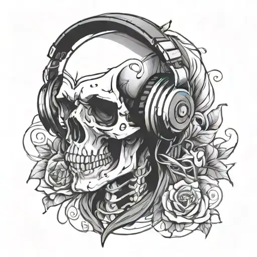 Skull Wearing Headphones