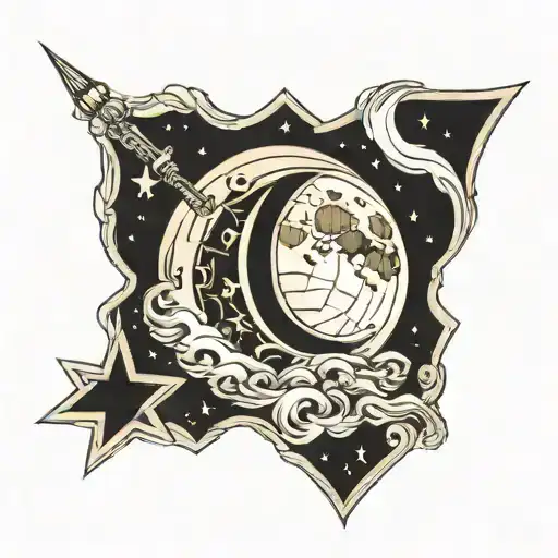 Full Moon With One Star And Letter J Hanging From That Star