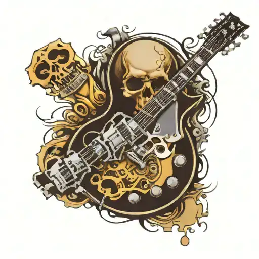 Gibson Les Paul Guitar With Skull And Engine Parts