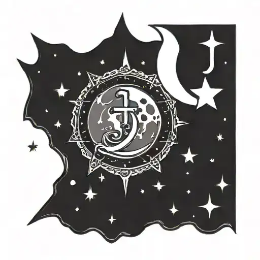 Full Moon With Star And Letter J Hanging From The Star