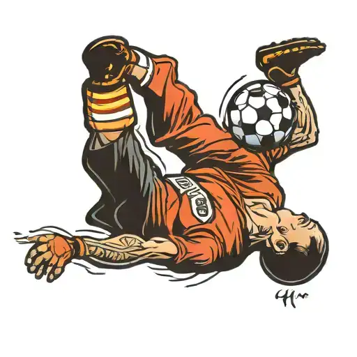 Bicycle Kick Soccer Player Kicking A Ball