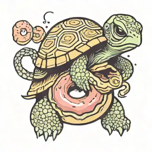 Turtle Eating A Donut